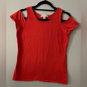 Michael Kors Coral Cold Shoulder Shirt off shoulder
top size I S